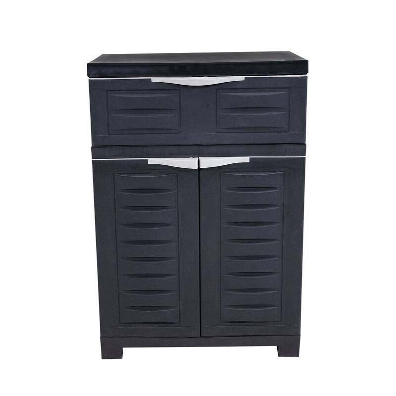 Plastic Storage Cabinet with Adjustable Shelf and Drawer