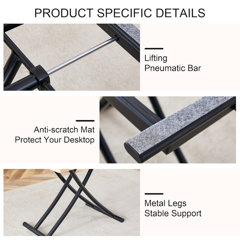 GDFStudio Tharion Wood Lift Table with Multifunctional Adjustable Design