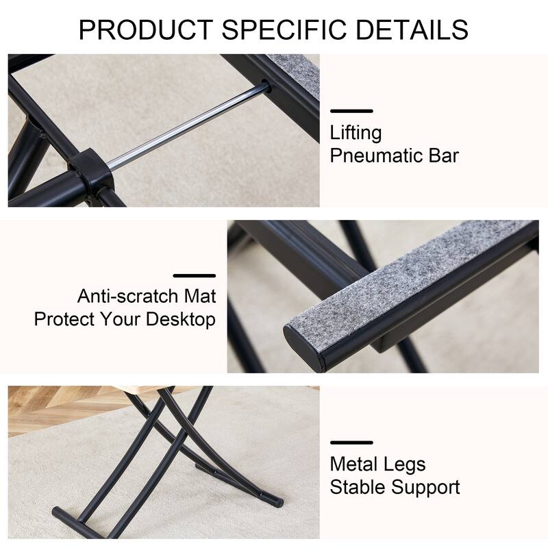 Minimalist Multifunctional Lifting Platform,Mdf Desktop,Metal Legs,Paired with 4 Chairs