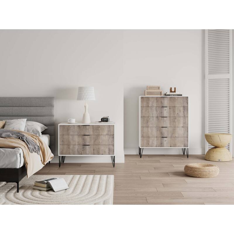 Manhattan Comfort 2-Piece Dumbo Modern Multi Drawer Dresser Set - White and Grey