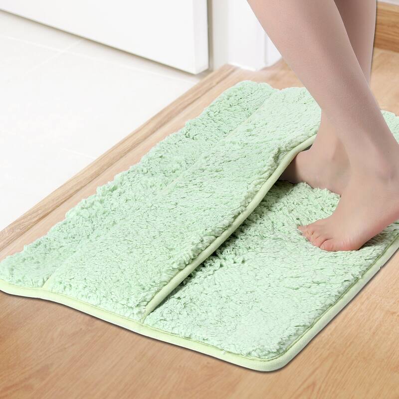 Plush Shaggy Bathroom Rugs Mat, Extra Soft and Absorbent Bath Rugs, Non-Slip Bath Carpet, Machine Wash - Green - 20" x 32"