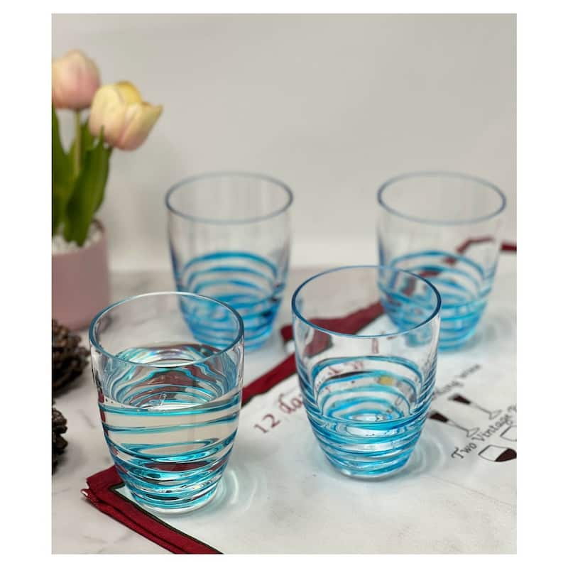 Swirl Acrylic Glasses Drinking Set of 4 DOF (15oz)