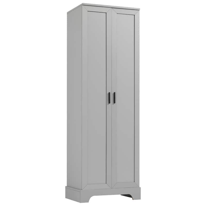 2 Door Bathroom Storage Cabinet 71" Tall Wooden Bathroom Cabinet w/ Adjustable Shelves Bathroom Floor Cabinet Storage Unit