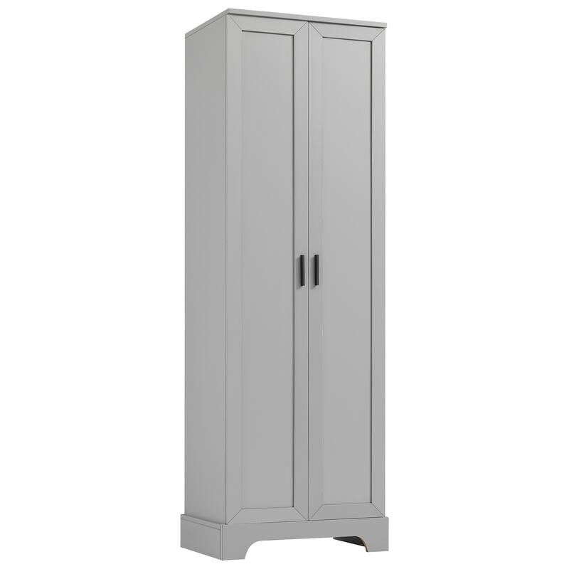 Roomfitters Tall 2-Door Storage Cabinet with 5-Tier Adjustable Shelves, Modern MDF Linen Tower for Bathroom & Office