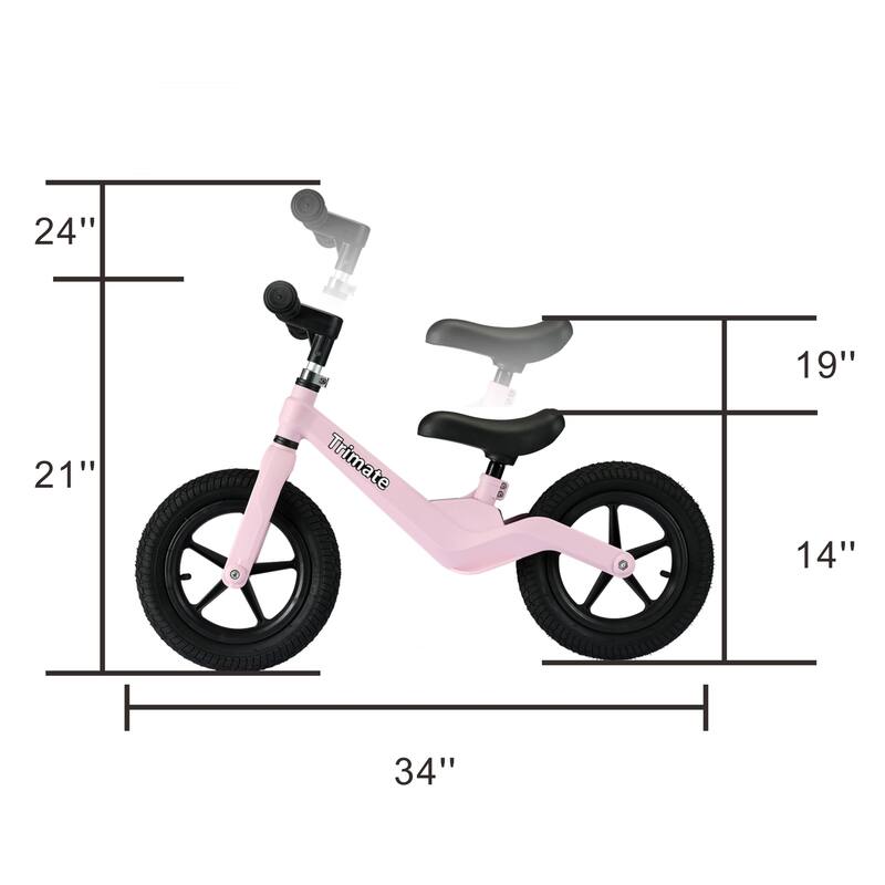 Trimate Toddler Balance Bike, Pink - No Pedal Sport Bike for 3-5 Year Olds, 12" Inflated Tire