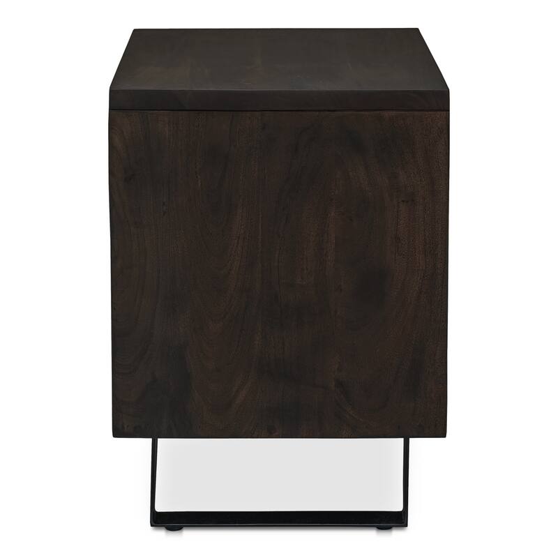 NADAAL STUDIOS Sterling Nightstand, Solid Acacia Wood with Live Edge Detail, Dark Brown