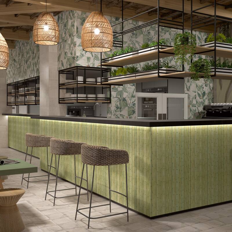 Merola Tile Bamboo Haven Matcha Green 5-7/8" x 11-7/8" Fluted Ceramic Wall Tile