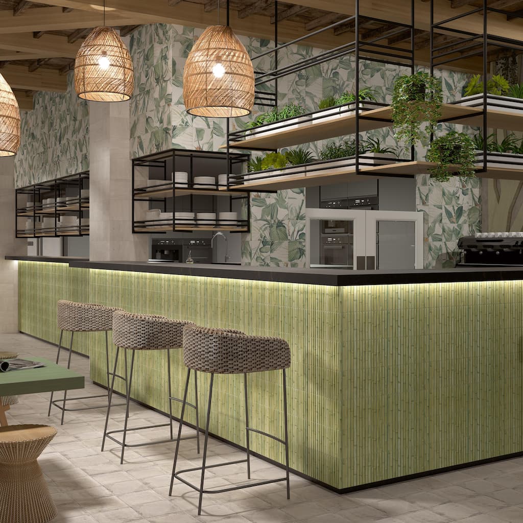 Merola Tile Bamboo Haven Matcha Green 5-7/8" x 11-7/8" Fluted Ceramic Wall Tile