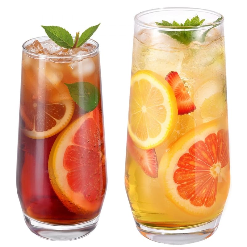 Clear Soda Lime Glass 16-Piece Drinking Set with 2 Sizes - 3.13 x 3.13 x 6.5 in