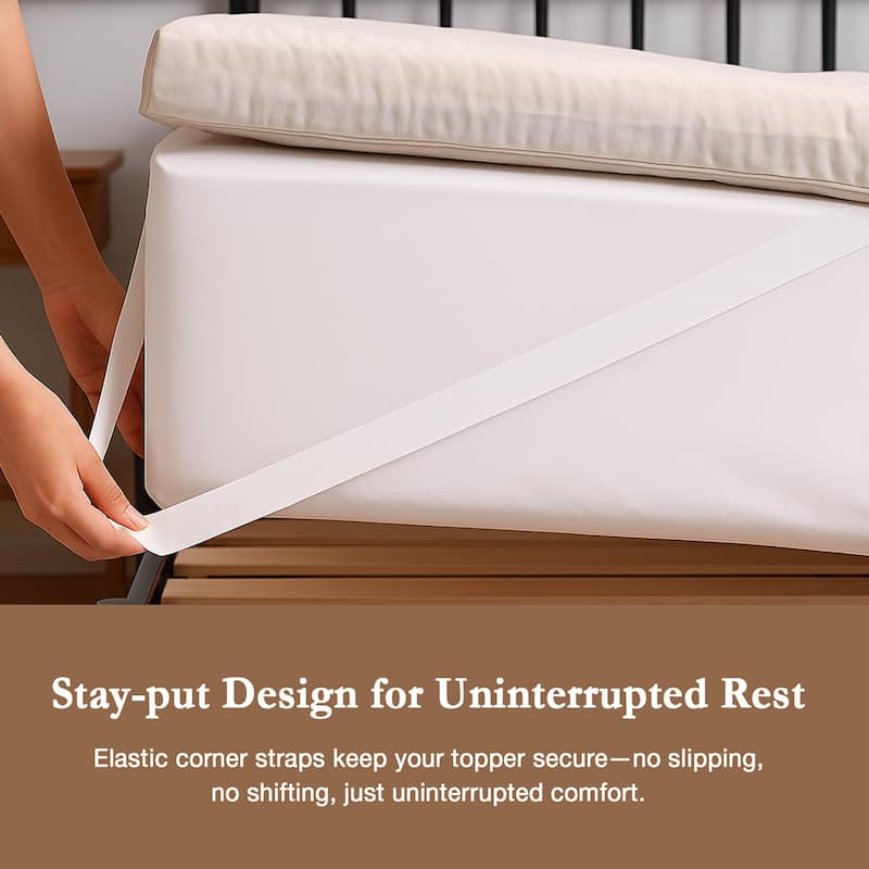 White Goose Feather Bed Fitted Mattress Topper with 100% Organic Cotton Cover