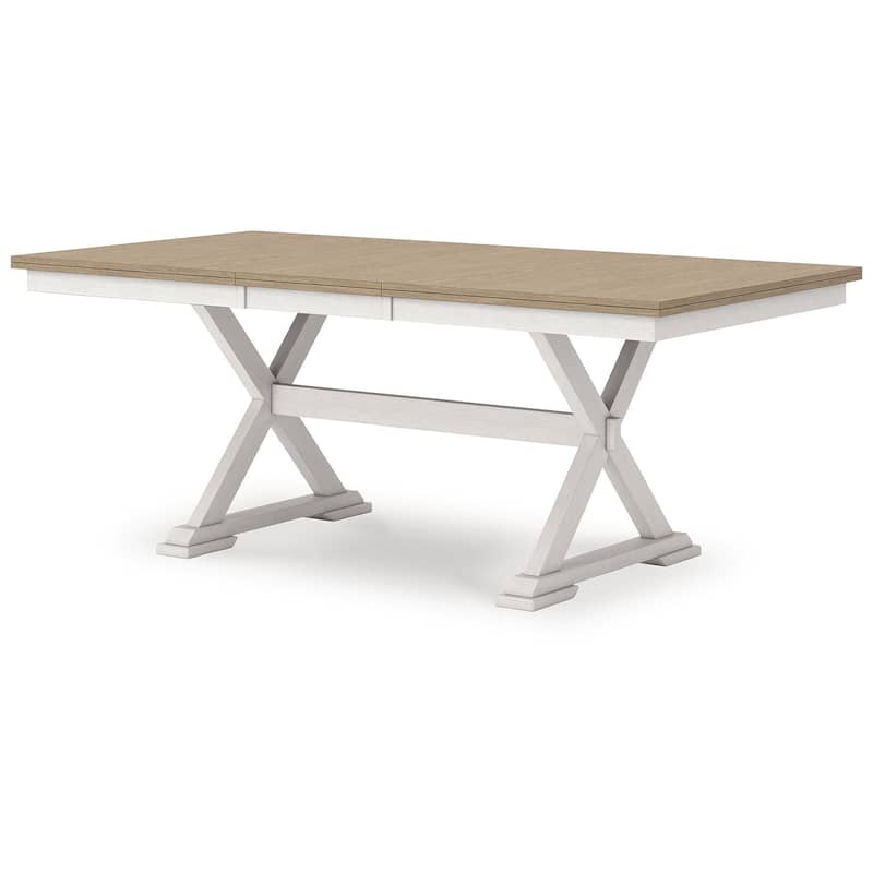 Signature Design by Ashley Westlinport Antique White/Brown Dining Butterfly Extension Table - 40" W x 78" D x 30" H