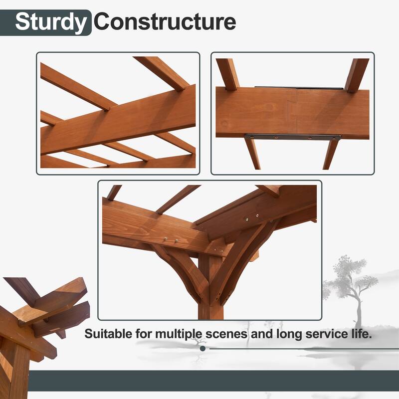 Brown Wooden Gazebo Pergola for Climbing Plants