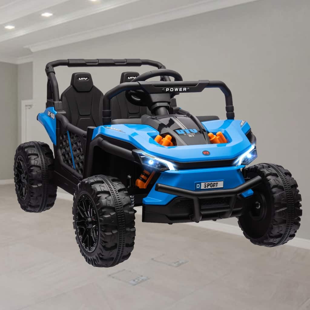 12V Kids UTV, Off-Road Ride-On Truck with Remote Control, LED Lights, Music, Horn, and Suspension for Boys and Girls