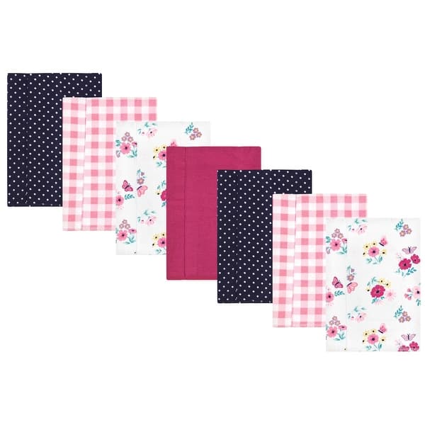 slide 1 of 1, Hudson Baby Infant Girl Cotton Flannel Burp Cloths, Butterfly Floral 7-Pack, One Size - Butterfly Floral 7-Pack - One Size One Size - Butterfly Floral 7-Pack
