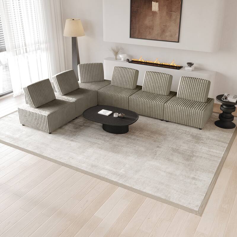 CraftPorch Luxurious Velvet Upholstered 5 Pieces Chair and Corner Seat