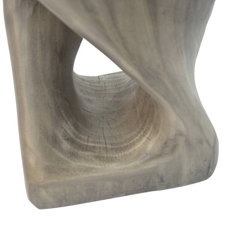 Unique Hollow Twisted Spiral Shape Side Table with Wood Grain Texture