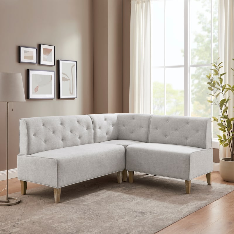Linon Allard Upholstered/Faux Leather Modern Farmhouse Nook Bench - Grey/Fabric