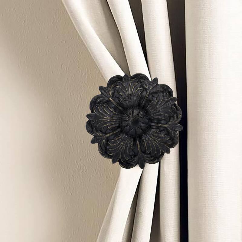 MERIVILLE Set of 2 Fleur Window Drapery Medallion Holdbacks