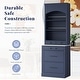 preview thumbnail 4 of 4, 83.7" Tall Kitchen Pantry Cabinet with Faux Marble Top, 5 Drawers, Adjustable Shelf & Display Hutch