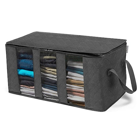 Enova Home Dark Grey Non Woven Fabric Foldable Storage Underbed Clothes Cover Bag