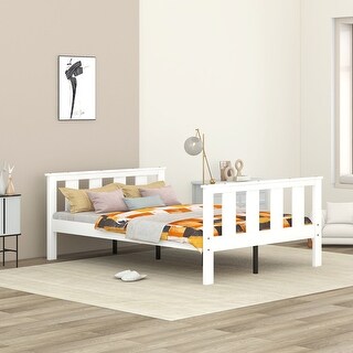 Full Size Classic Modern Design Wood Platform Bed Bed Frame with Footboard and Headboard