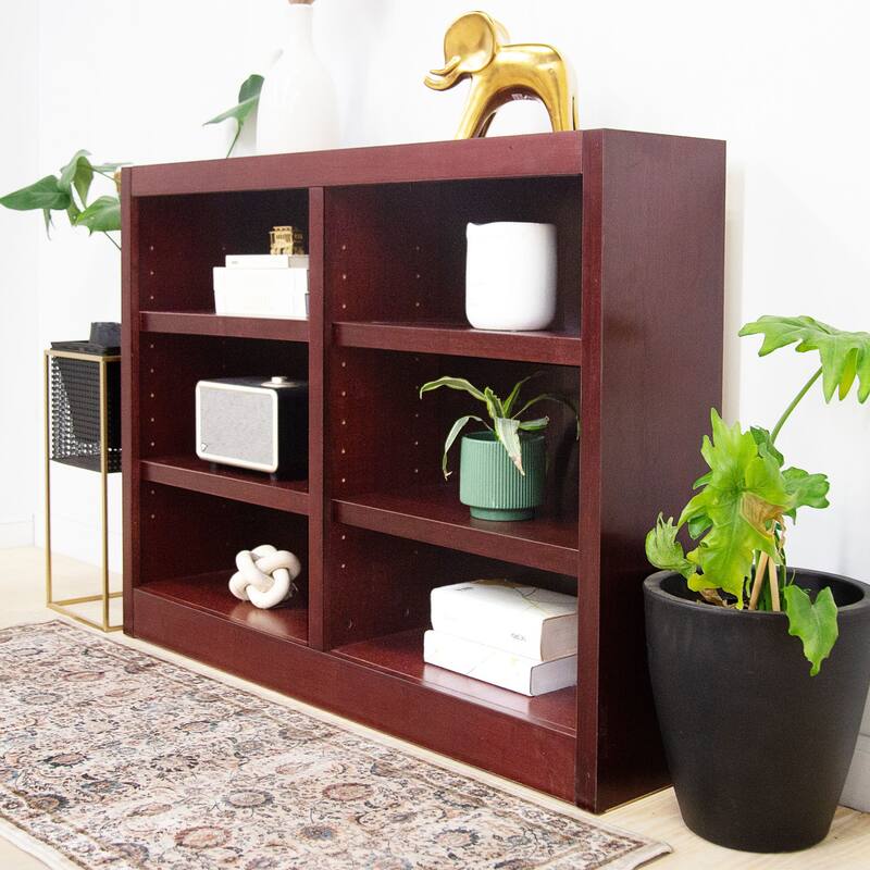 Concepts in Wood Double Wide Wood Bookcase, 6 Shelf, 36 inch Tall