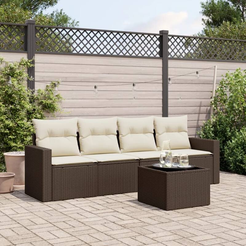 vidaXL Garden Sofa Set Brown, Cream White - 21.7 x 21.7 x 14.6