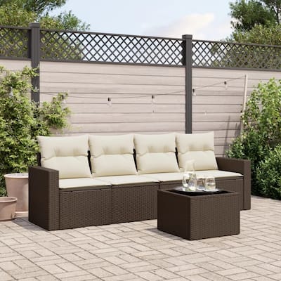 vidaXL Garden Sofa Set Brown, Cream White - 21.7 x 21.7 x 14.6