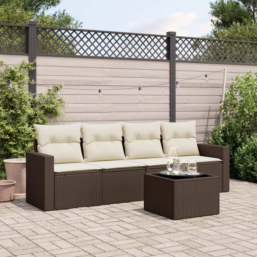 vidaXL Garden Sofa Set Brown, Cream White - 21.7 x 21.7 x 14.6