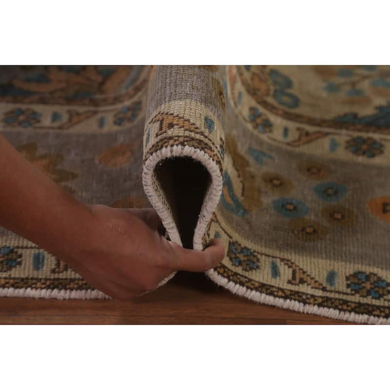 Distressed Brown Over-Dyed Tabriz Persian Vintage Rug - 6'8"x 9'6"