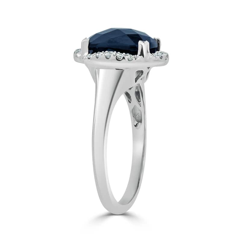 Auriya 4ct Cushion-cut London Blue Topaz Halo Diamond Engagement Ring 1/8ctw 14k Gold