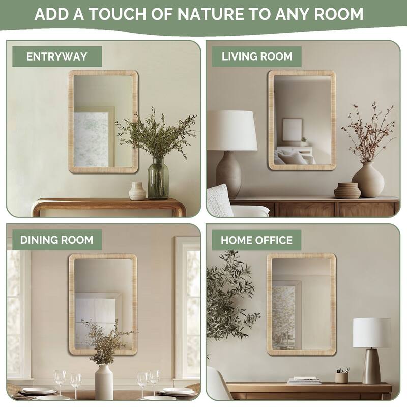 INK IVY Nova Natural Rattan Rectangle Wall Mirror