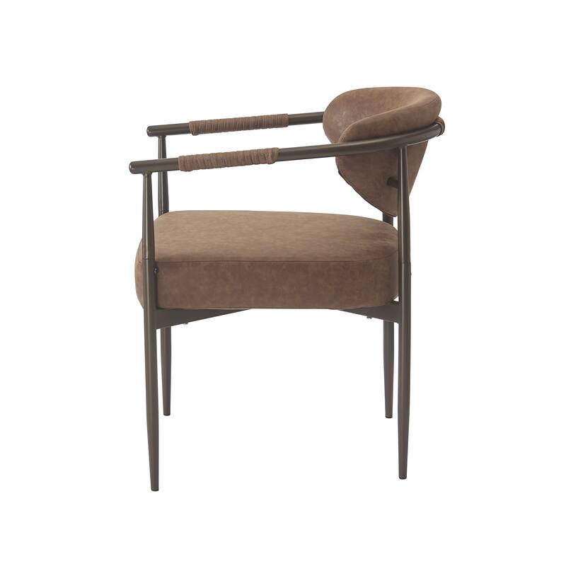 Christopher Knight Home - Thatch Iron-Frame Dining Armchairs with Upholstered Cushion (Set of 2)