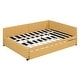 preview thumbnail 32 of 98, L-Shaped Backrest Daybed Upholstered Daybed Frame Classic Wood Slats Design with 2 Storage Drawers or Trundle, Full Size
