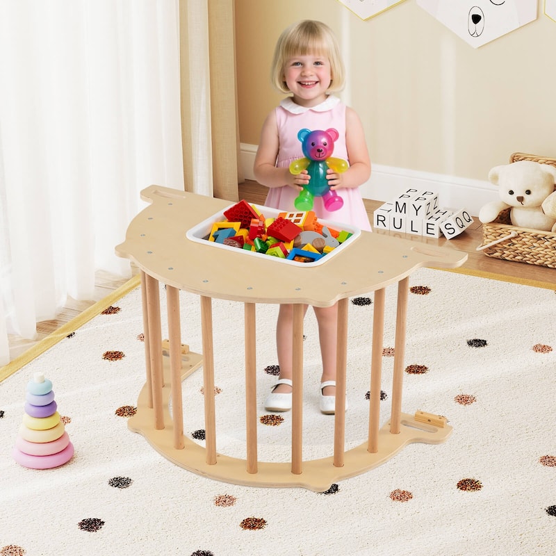 Costway Kids Climbing Arch Sensory Table Montessori Wooden Climber Toy - as pic shows - See Details