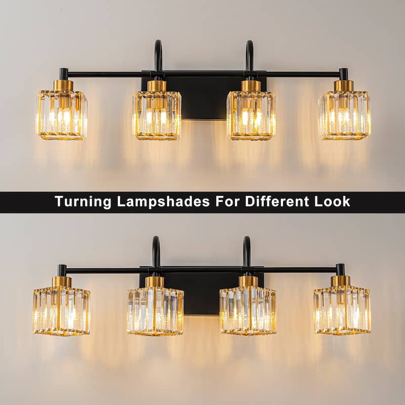 3/4/5-Light Modern Industrial Dimmable Crystal Bathroom Vanity Light