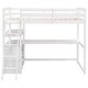 preview thumbnail 11 of 43, Multifunction Wood High Loftbed Frame with L-Shaped Desk, Shelves & 2 Built-in Drawers for Kids Teens Bedroom