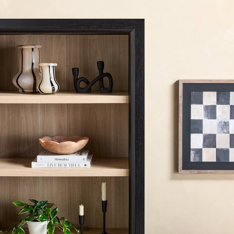 Walker Edison Modern Wood Open Bookshelf with Storage Cabinet