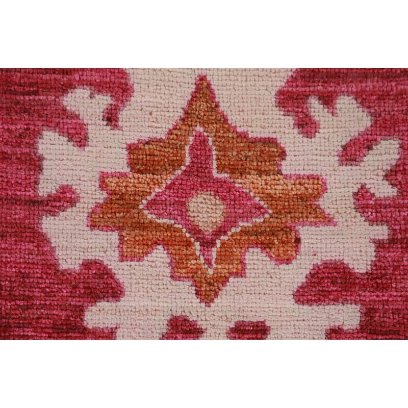 Hand Knotted Oriental 100% Wool Carpet Transitional All-Over Pink Oushak Area Rug - 9' 8'' X 8' 0''