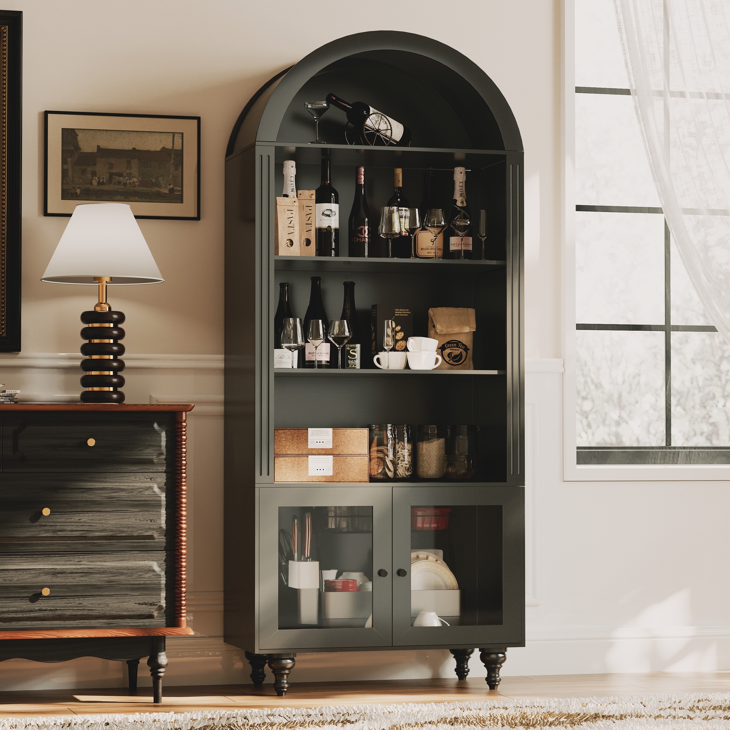 Display Storage Cabinet,Display Cabinet with Tempered Glass Doors