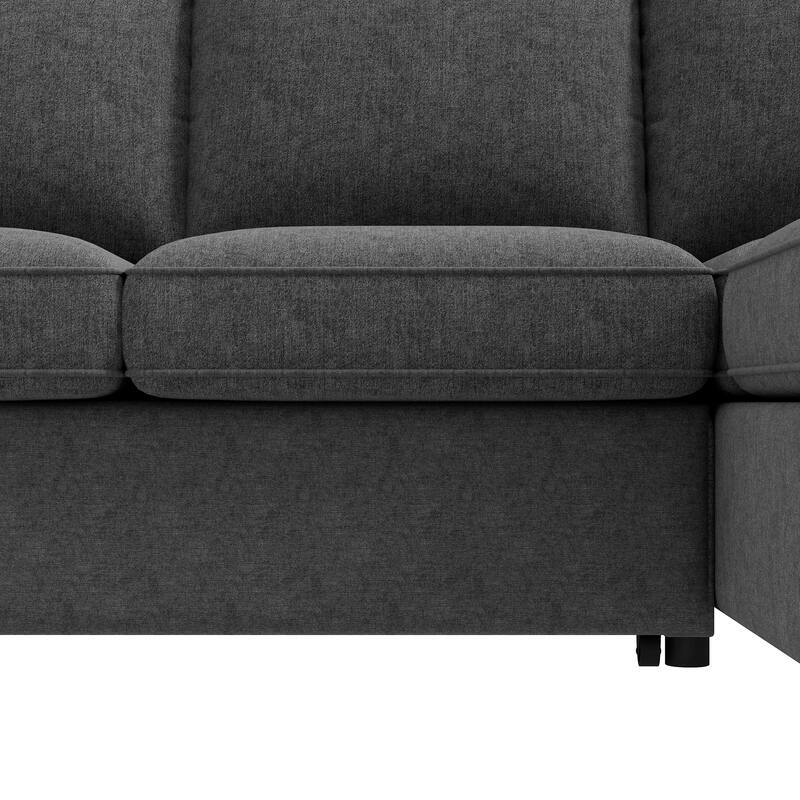 129.5" Sectional Sleeper Sofa with Pull-Out Bed Modern L-Shape Couch Bed
