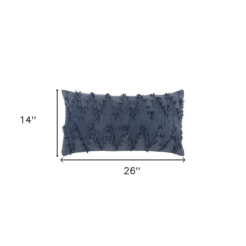 HomeRoots 14" X 26" Indigo Cotton Throw Pillow