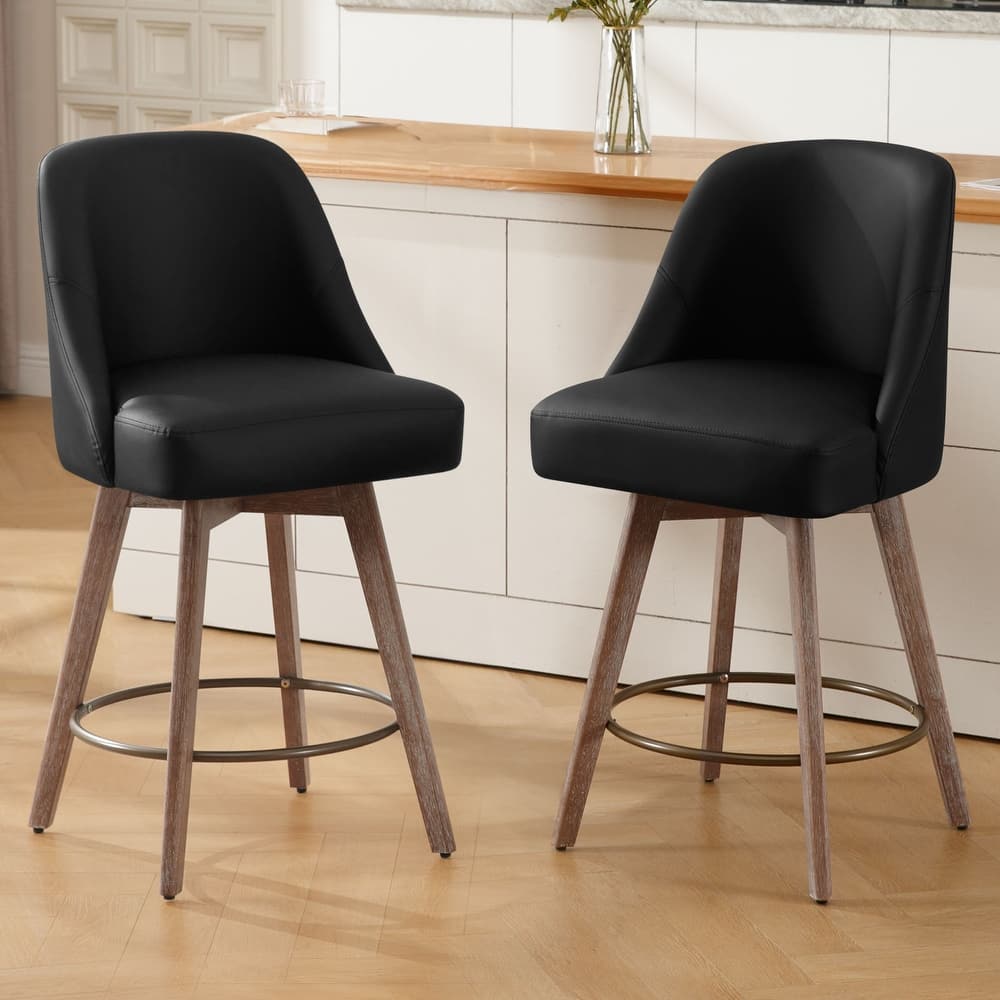 26" Counter Height Swivel Bar Stool, Upholstered Counter Stools - 39.37" (H) x 22.44" (D) x 21.65" (W)