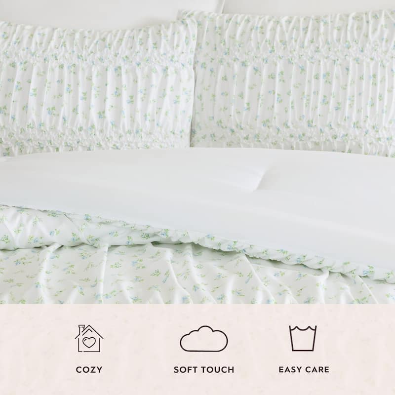 Laura Ashley Rosebuddies Reversible Blue Comforter Set