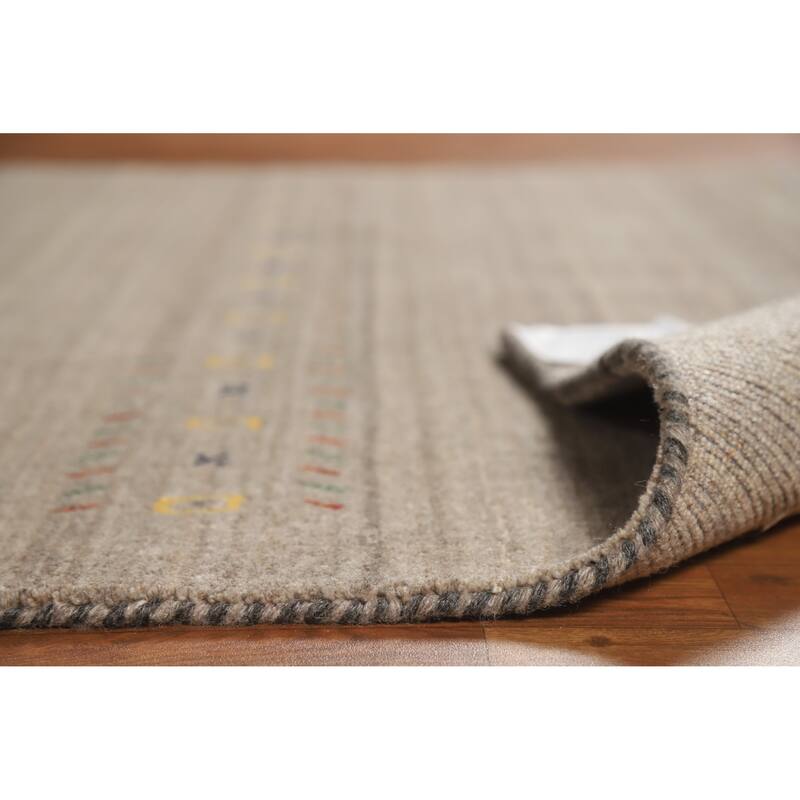 Hand Knotted Oriental 100% Wool Carpet Tribal Animal Pictorial Beige & Ivories Gabbeh Area Rug - 7' 9'' X 5' 1''