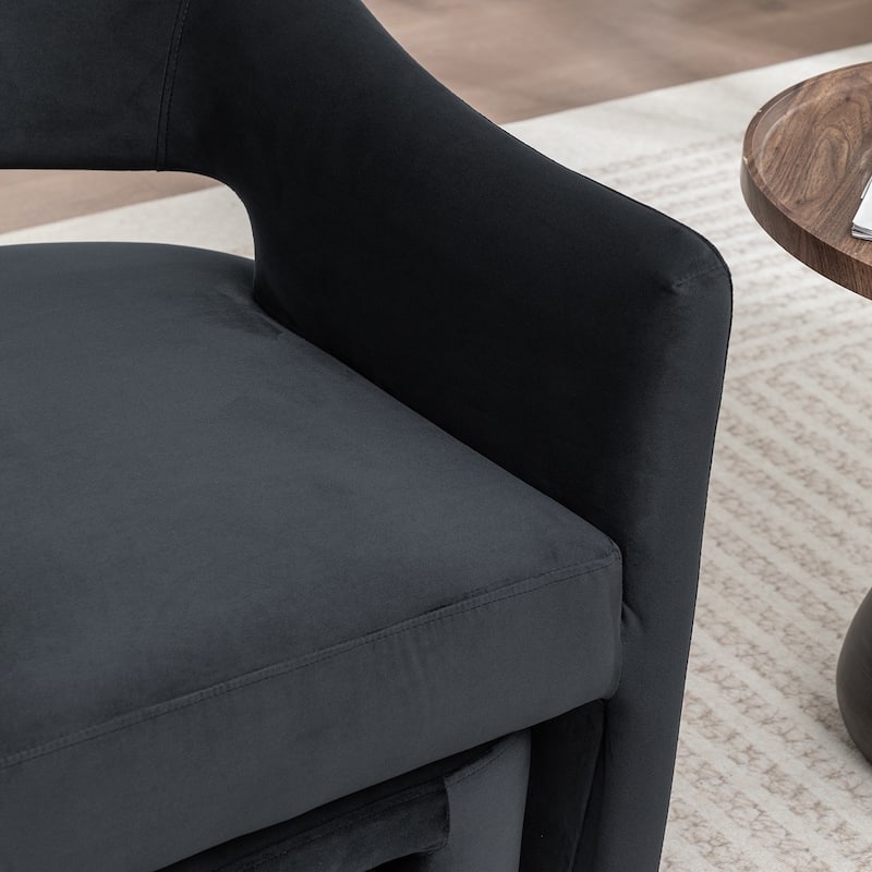 SEYNAR Modern Glam Velvet Accent Armchair Open Back with Ottoman