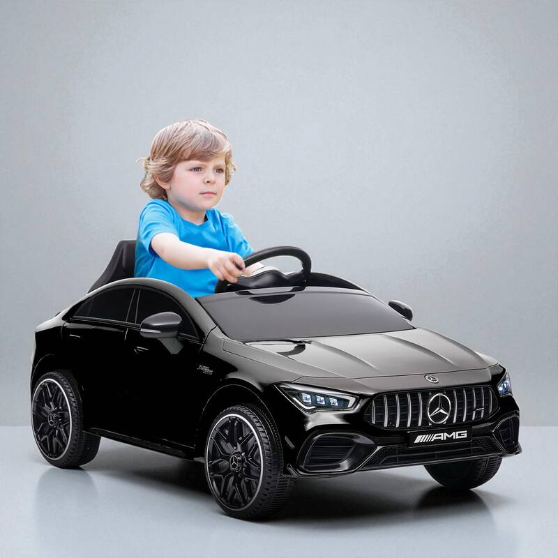 12V Mercedes-Benz AMG CLA 45 Kids Ride-On Car, Remote Control, LED Lights, Spring Suspension, Music Horn