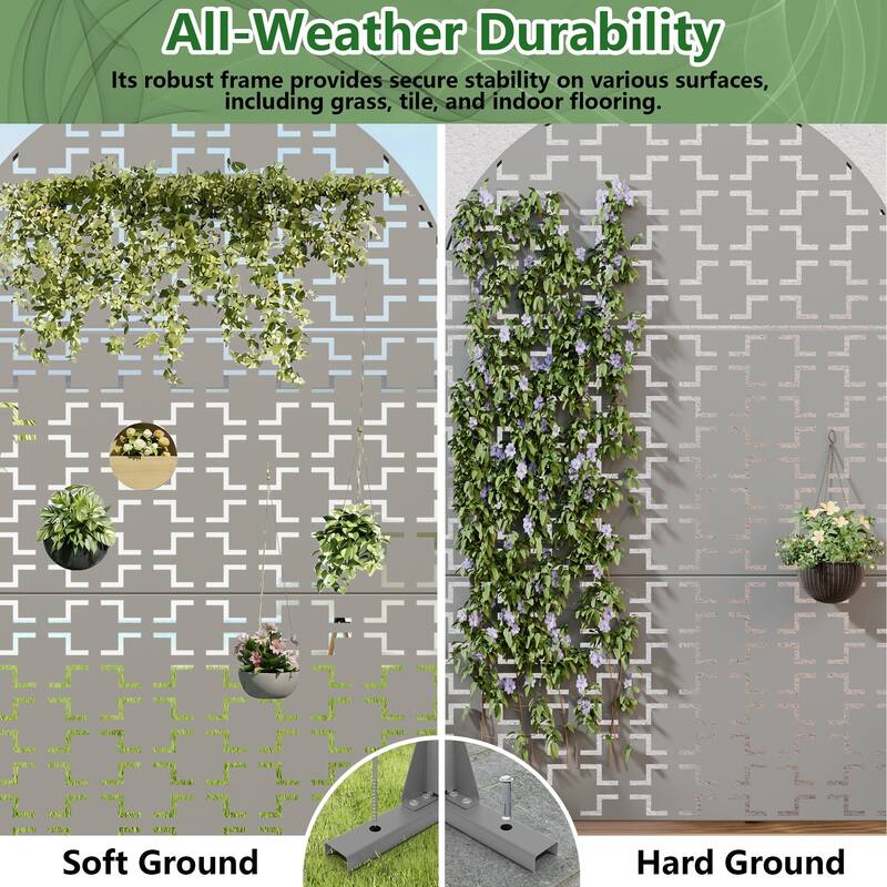 Dovelina 6ft.Outdoor Freestanding Metal Privacy Screen Decorative Garden Fence - 72"x47"