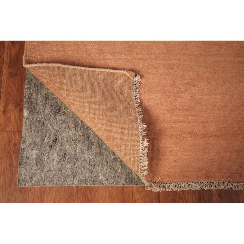 Orange Modern Gabbeh Area Rug Hand-Knotted Wool Carpet - 6'8" x 9'9"