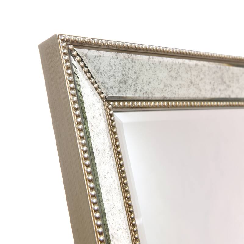 Champagne Bead Beveled Rectangular Wall Mirror - Clear